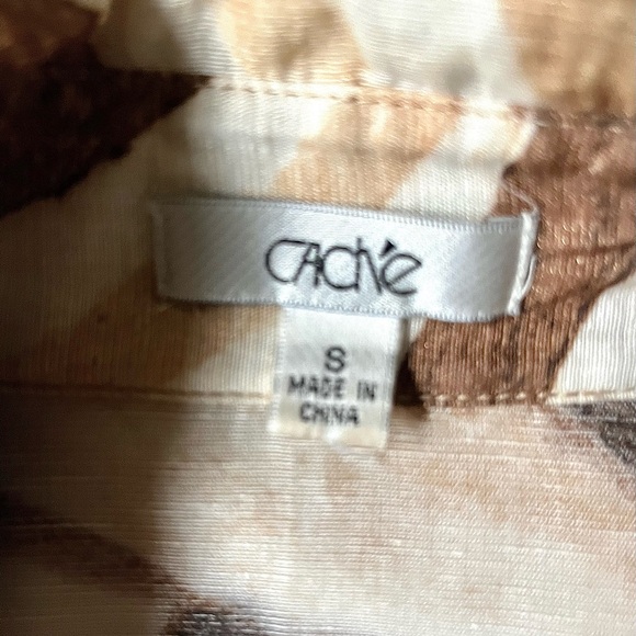 Cache Brown Semi-Sheer Animal Print Linen Blend Blouse - Size Small - Picture 10 of 14